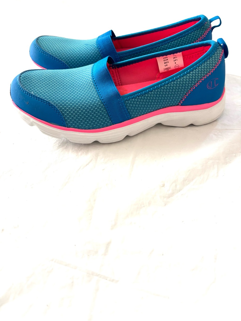 NWOT Champion Blue Pink Slip-On Support Comfort Foam Athletic Sneaker SZ 7.5